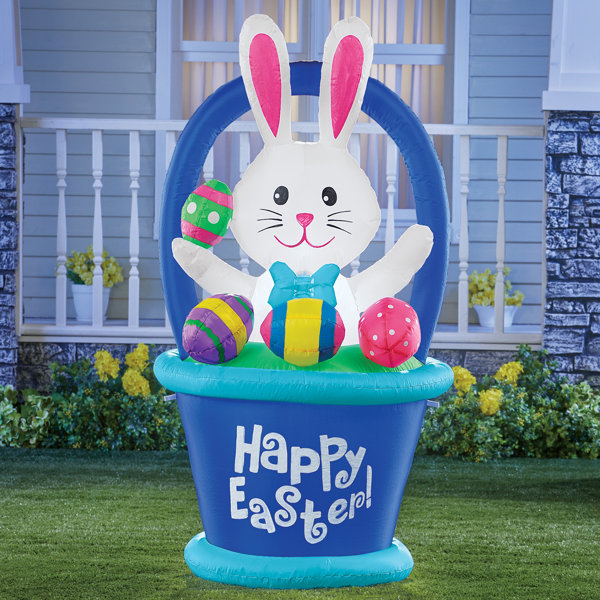 The Holiday Aisle® Easter Bunny Basket Yard Inflatable Wayfair